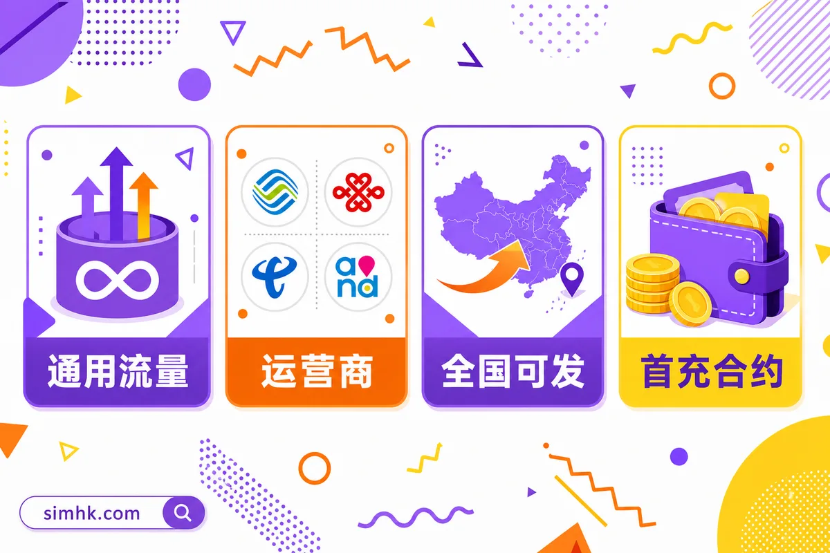 挑广东流量卡的四个关键维度：通用流量、运营商、全国可发、首充合约
